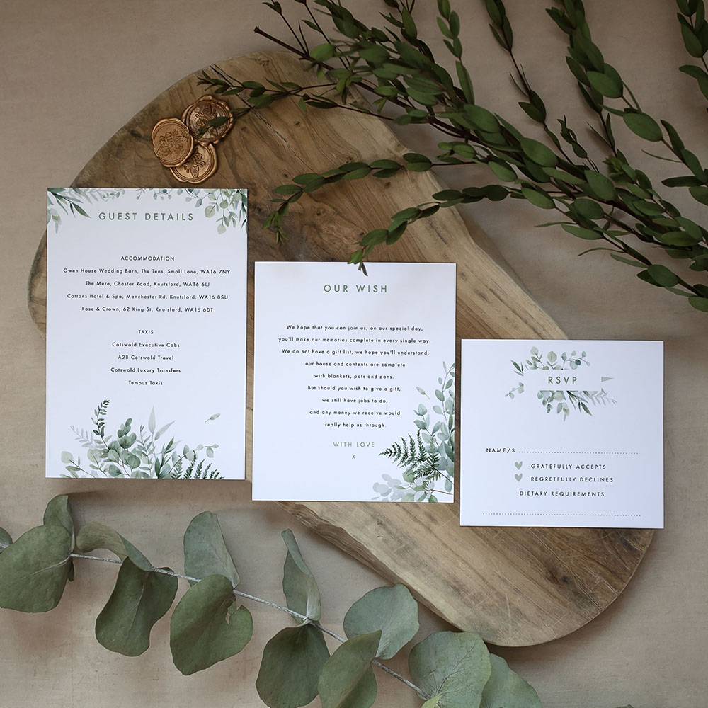 'Enchanting Eucalyptus' Pocketfold Wedding Invitation