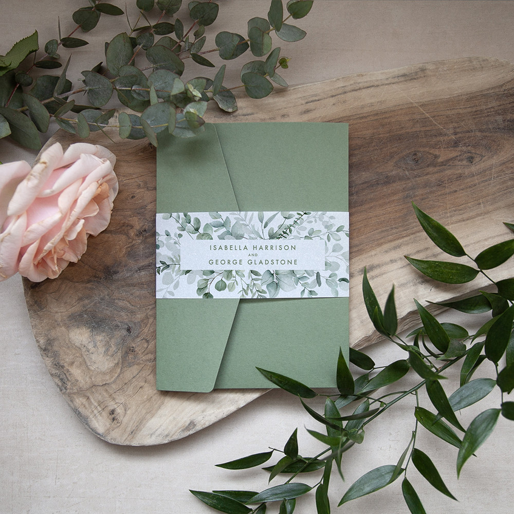 'Enchanting Eucalyptus' Pocketfold Wedding Invitation