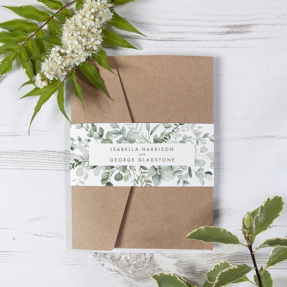 'Enchanting Eucalyptus' Pocketfold Wedding Invitation