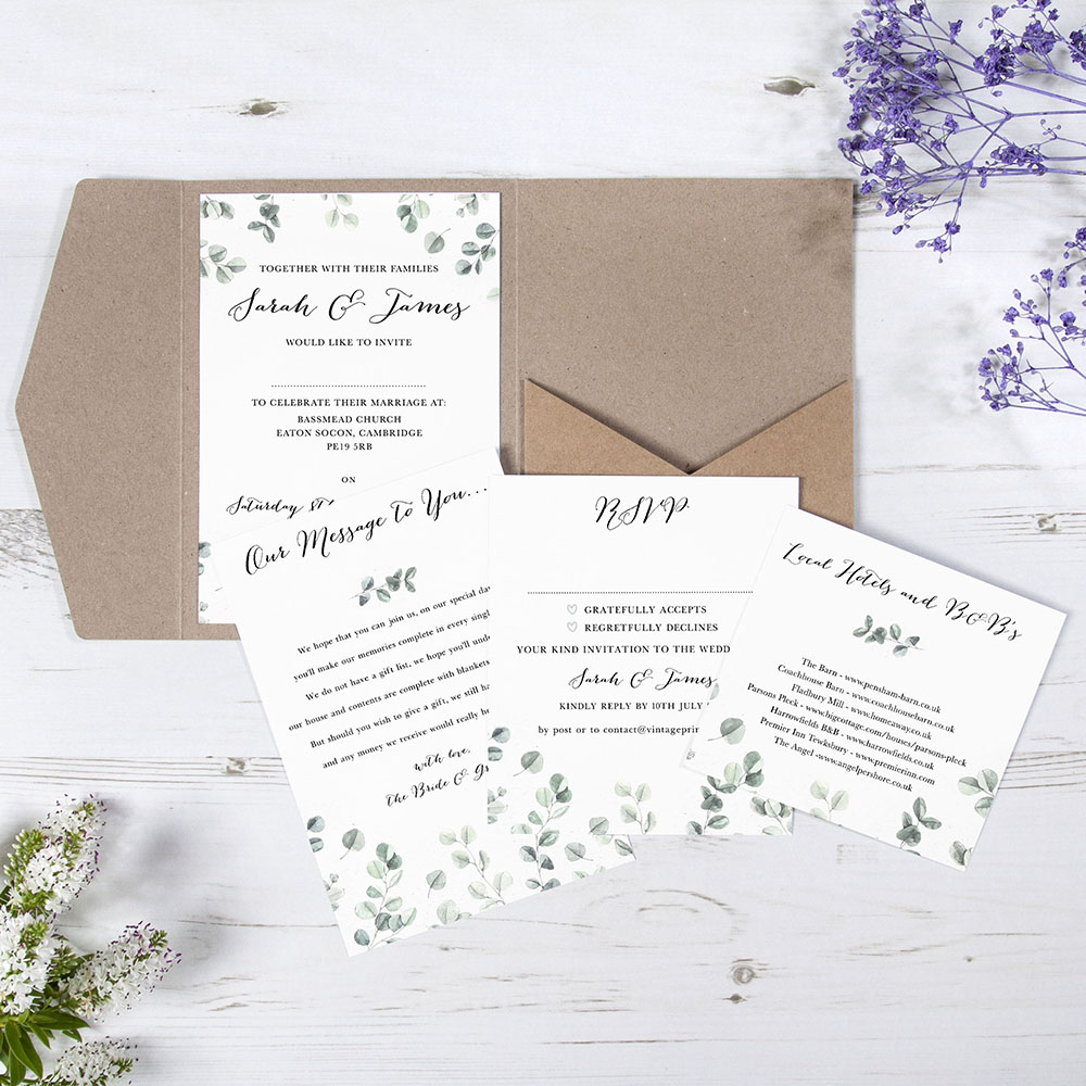 'Eucalyptus' Pocketfold Wedding Invitation