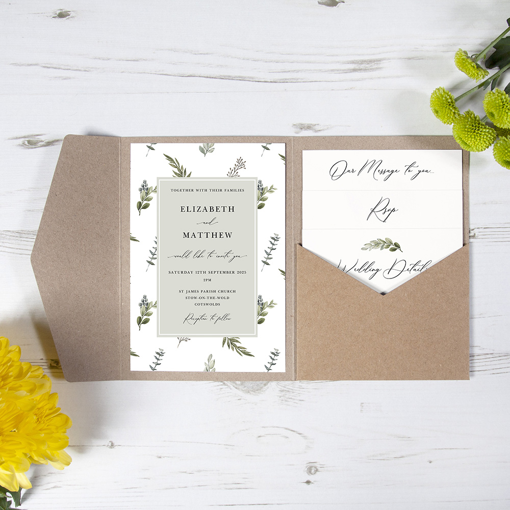 'Kensington' Pocketfold Wedding Invitation