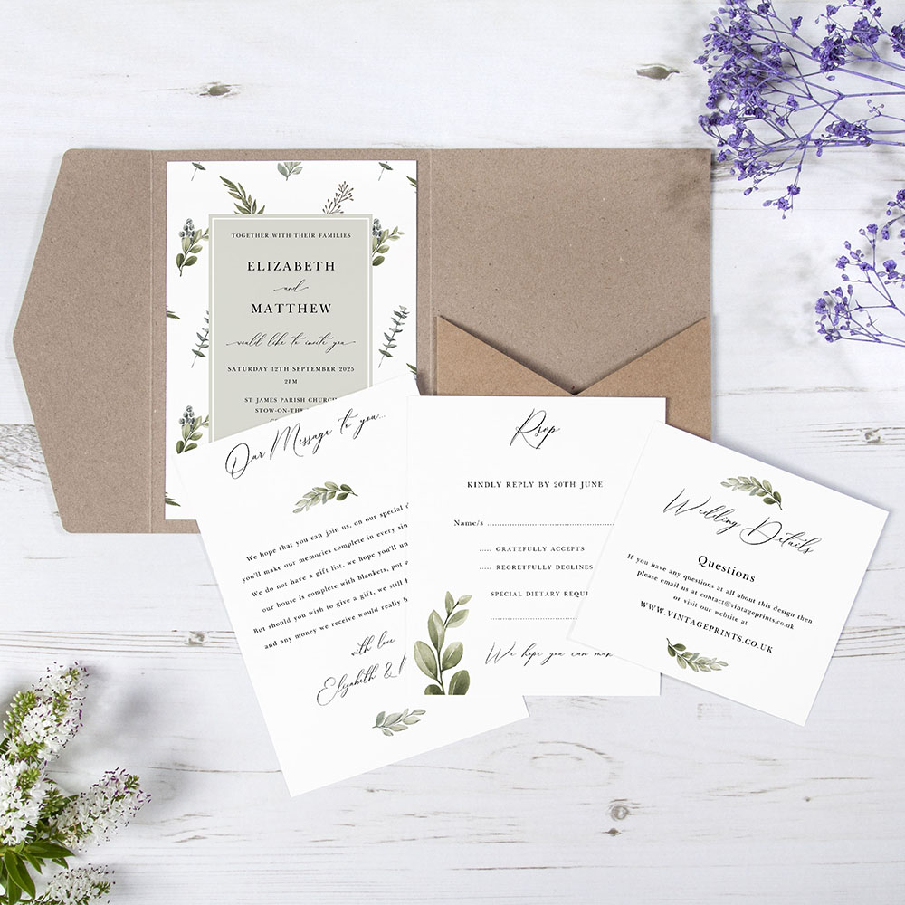 'Kensington' Pocketfold Wedding Invitation