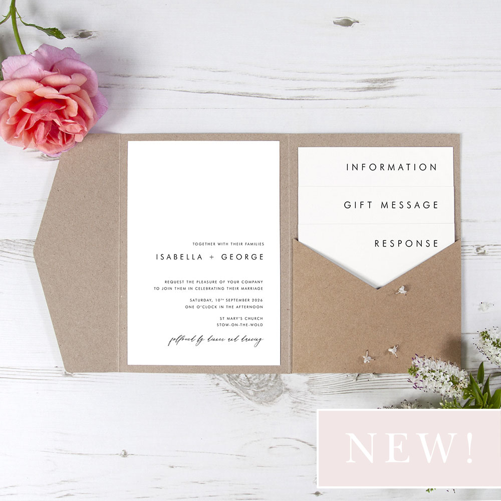 'Marco Polo' Pocketfold Wedding Invitation