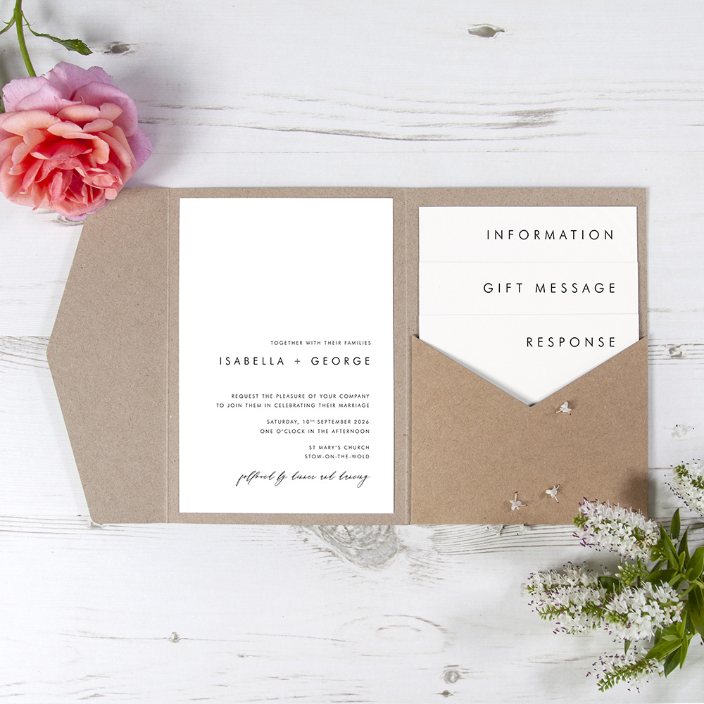 'Marco Polo' Pocketfold Wedding Invitation