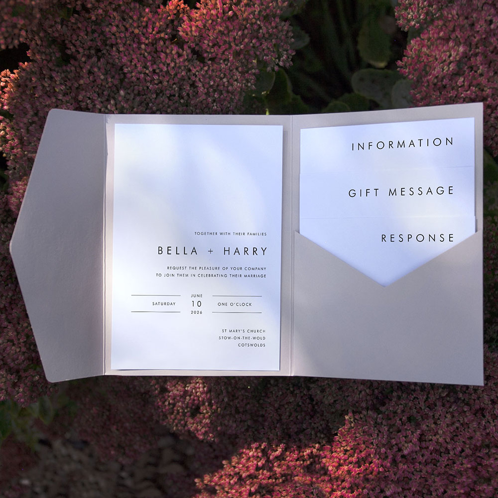 'Modern Classic MC01' Pocketfold Wedding Invitation Sample