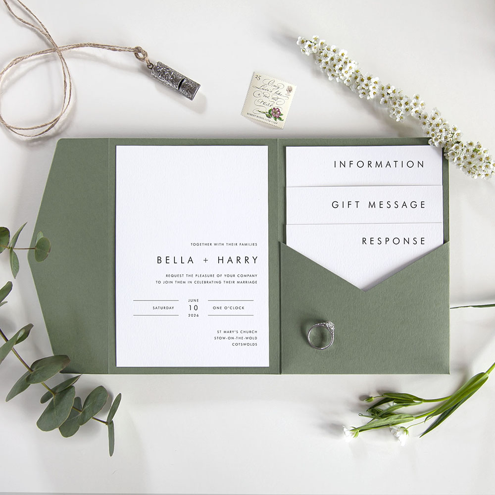 'Modern Classic MC01' Pocketfold Wedding Invitation Sample