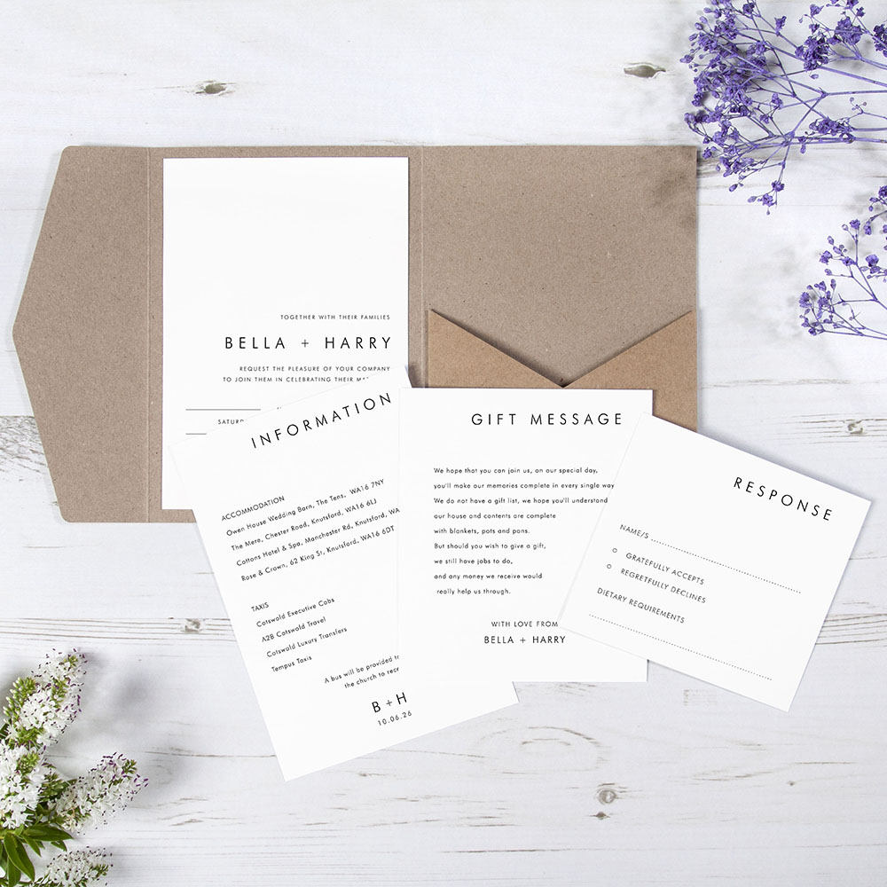 'Modern Classic MC01' Pocketfold Wedding Invitation Sample