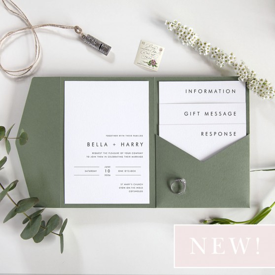 'Modern Classic MC01' Pocketfold Wedding Invitation Sample