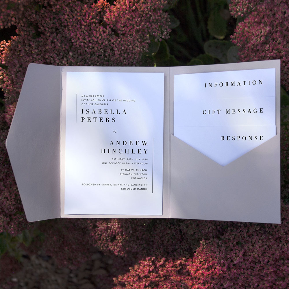 'Modern Classic MC02' Pocketfold Wedding Invitation Sample
