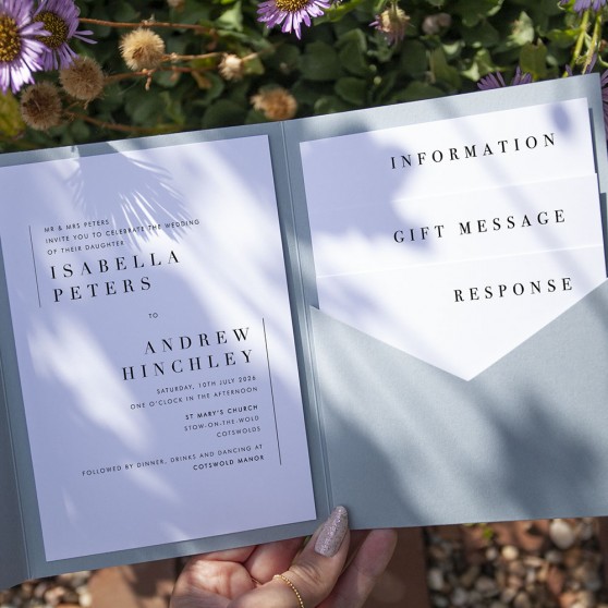 'Modern Classic MC02' Pocketfold Wedding Invitation Sample