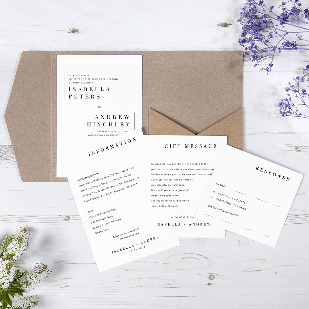 'Modern Classic MC02' Pocketfold Wedding Invitation Sample