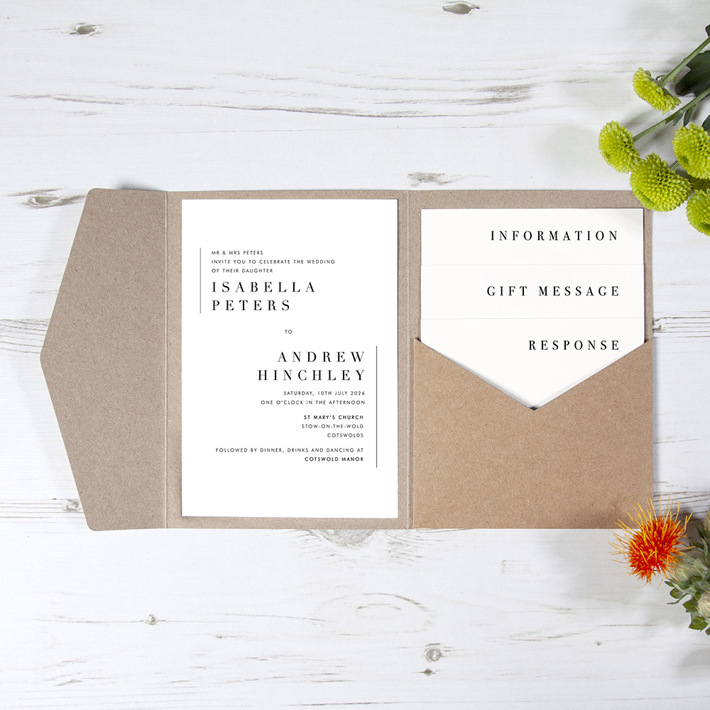 'Modern Classic MC02' Pocketfold Wedding Invitation Sample