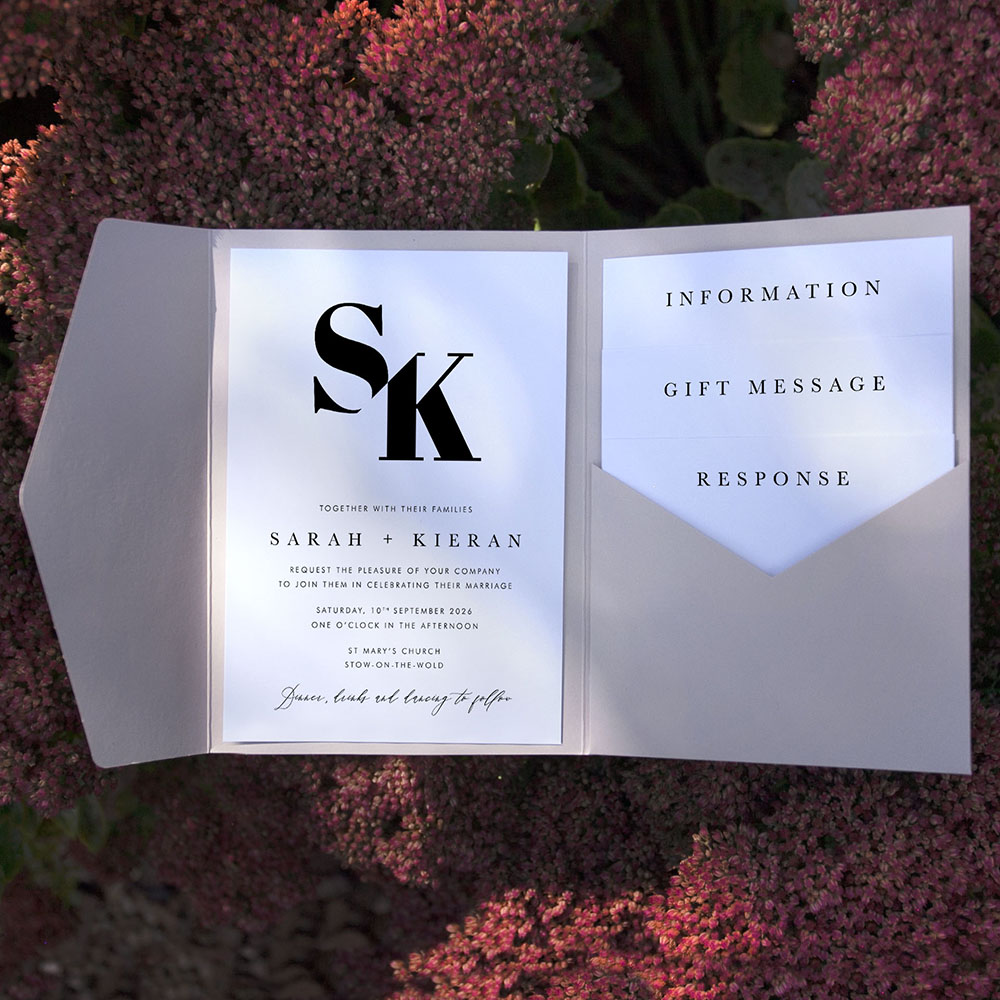 'Modern Classic MC03' Pocketfold Wedding Invitation Sample