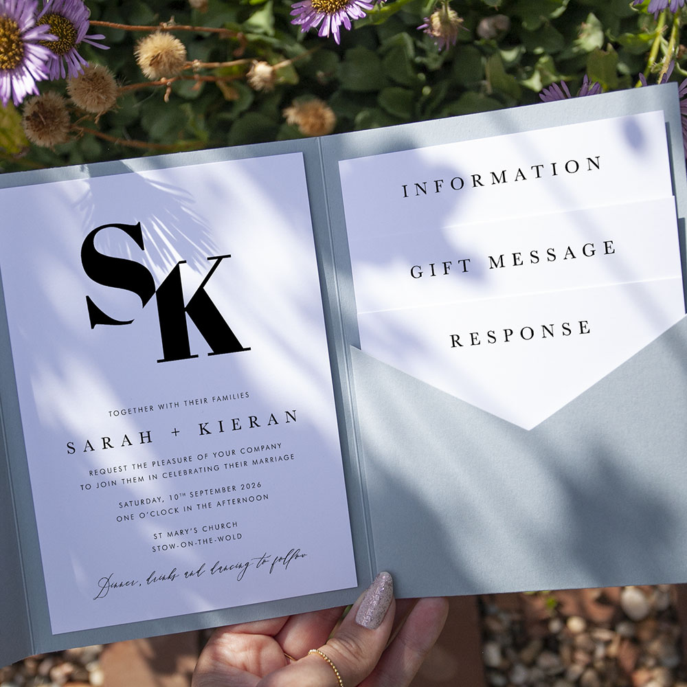 'Modern Classic MC03' Pocketfold Wedding Invitation Sample