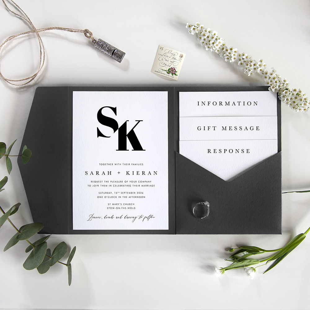 'Modern Classic MC03' Pocketfold Wedding Invitation Sample