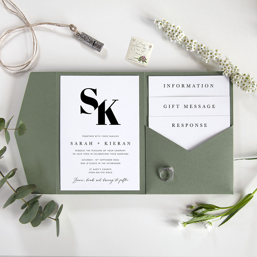 'Modern Classic MC03' Pocketfold Wedding Invitation Sample