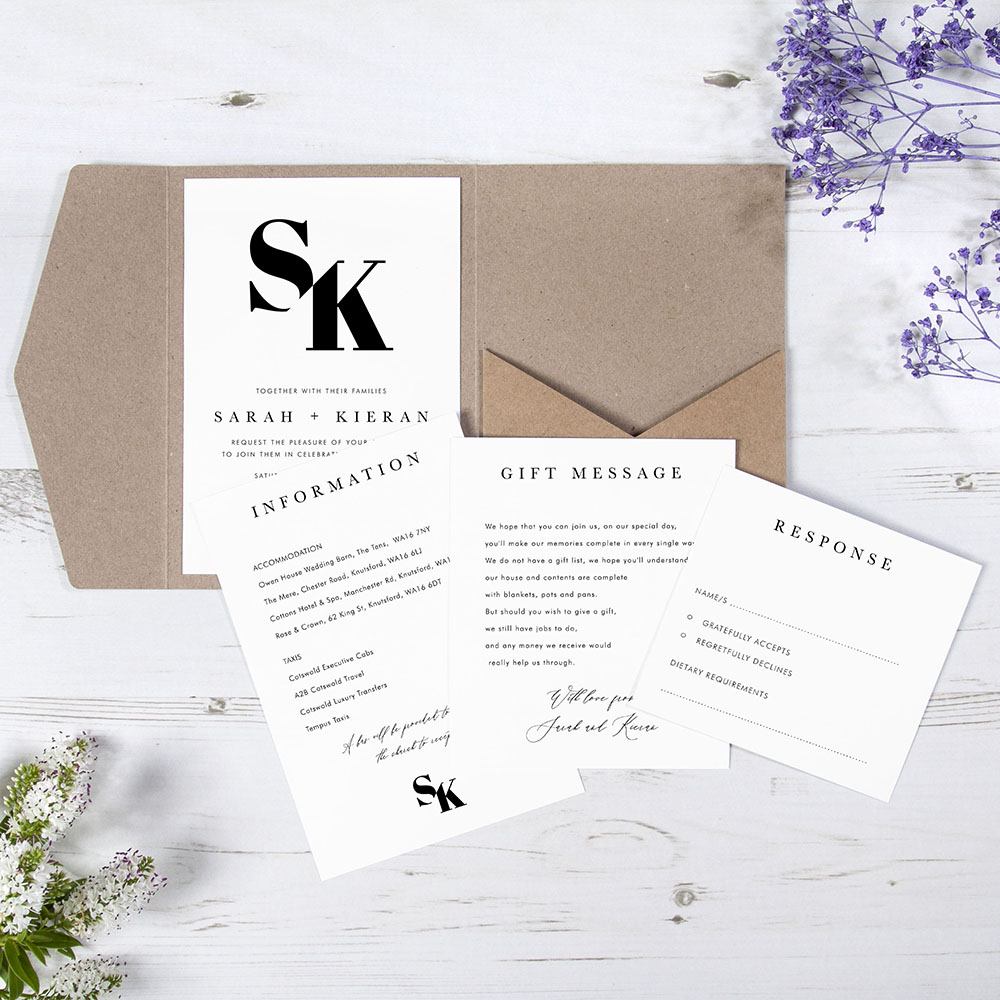 'Modern Classic MC03' Pocketfold Wedding Invitation Sample