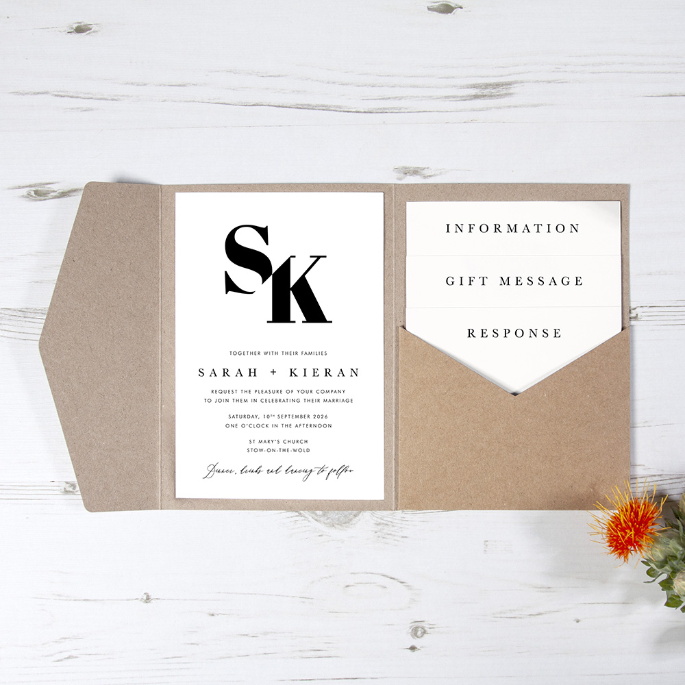 'Modern Classic MC03' Pocketfold Wedding Invitation Sample