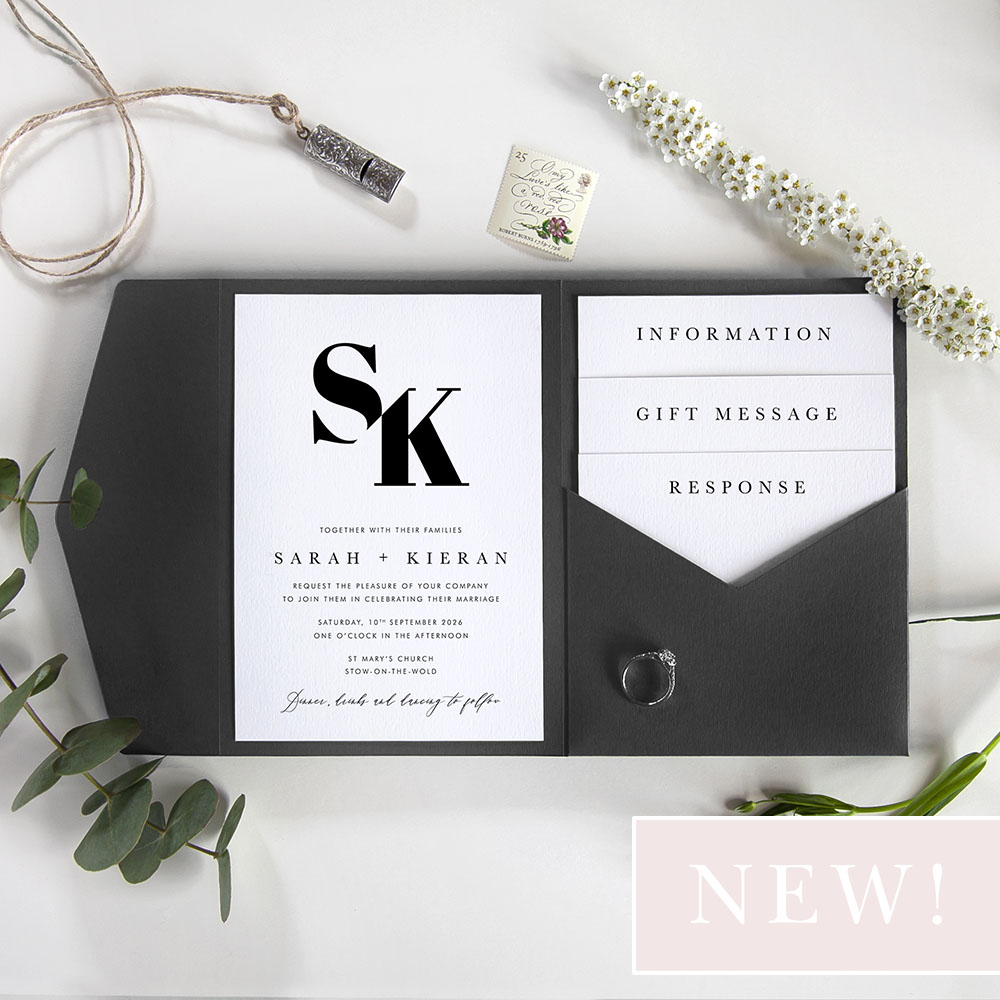 'Modern Classic MC03' Pocketfold Wedding Invitation Sample