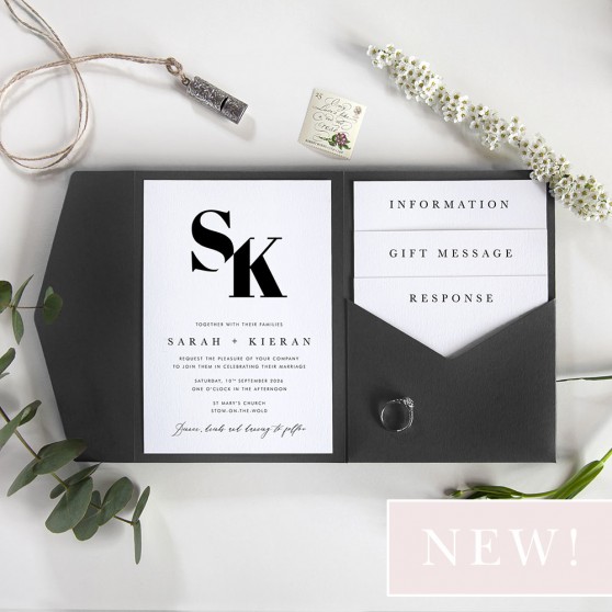 'Modern Classic MC03' Pocketfold Wedding Invitation Sample