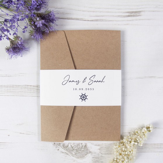 'Nautical' Pocketfold Wedding Invitation Sample