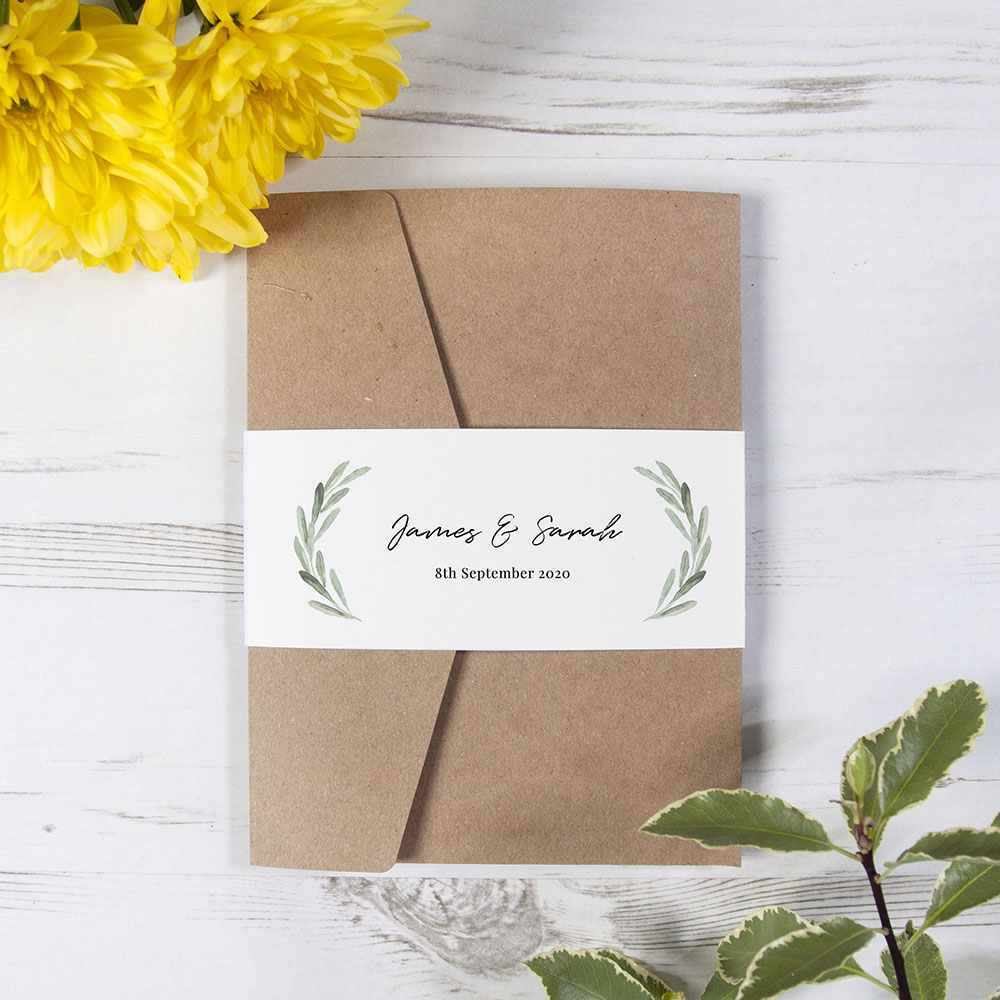 'Olive' Pocketfold Wedding Invitation