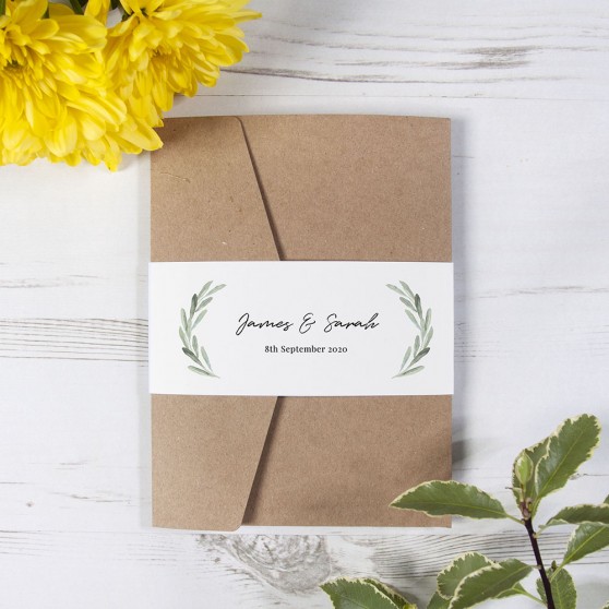 'Olive' Pocketfold Wedding Invitation Sample