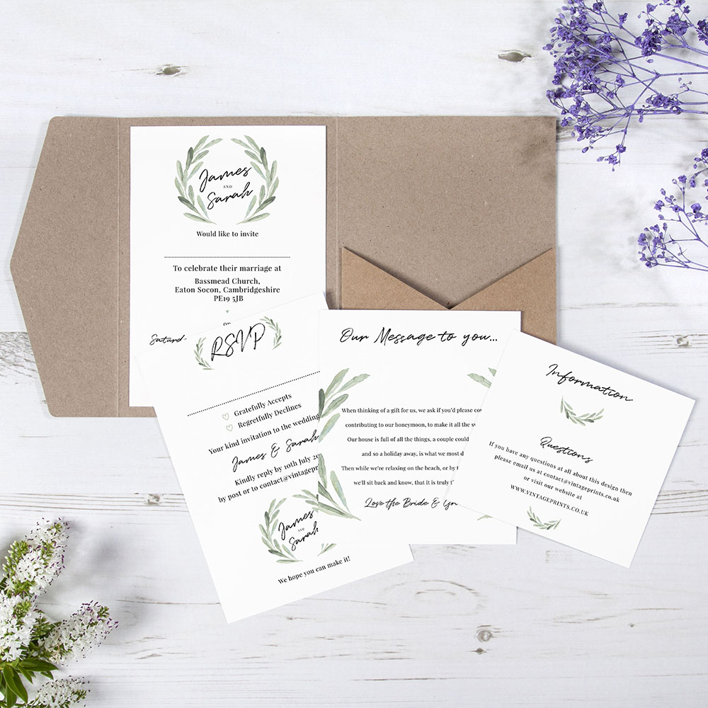 'Olive' Pocketfold Wedding Invitation