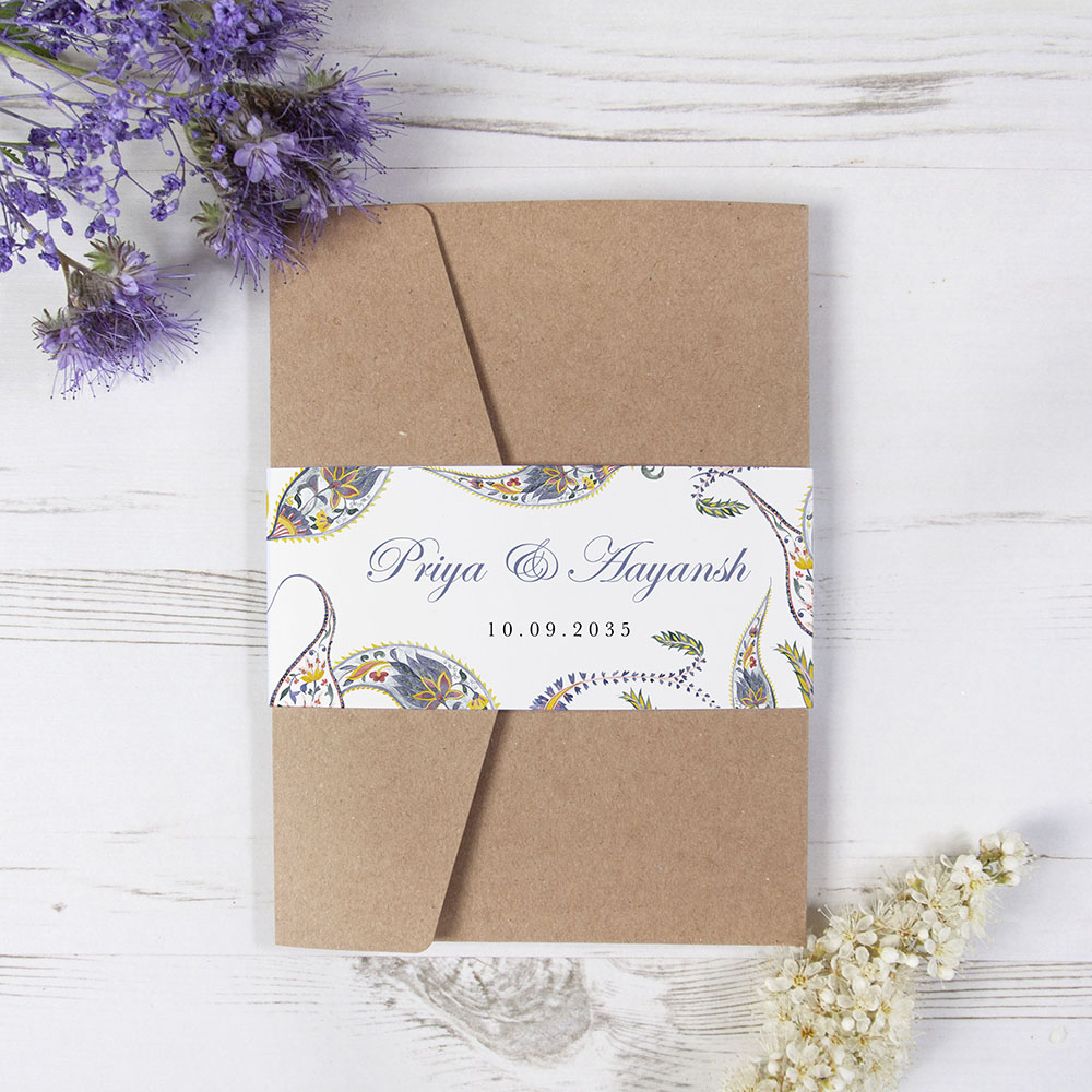 'Paisley' Pocketfold Wedding Invitation
