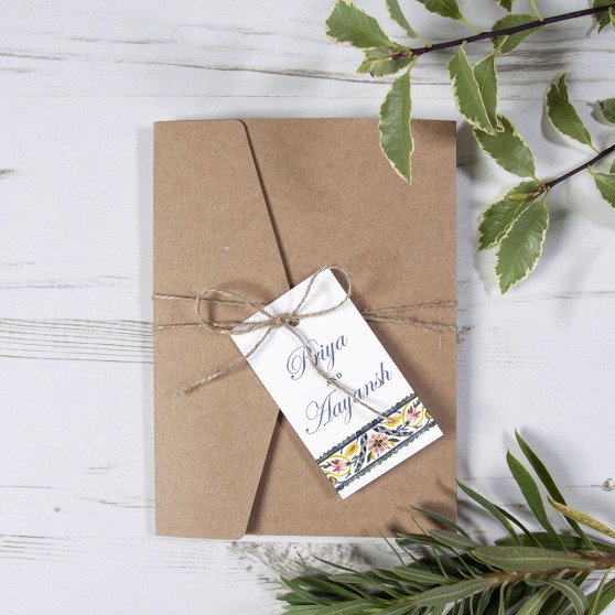 'Paisley' Pocketfold Wedding Invitation Sample