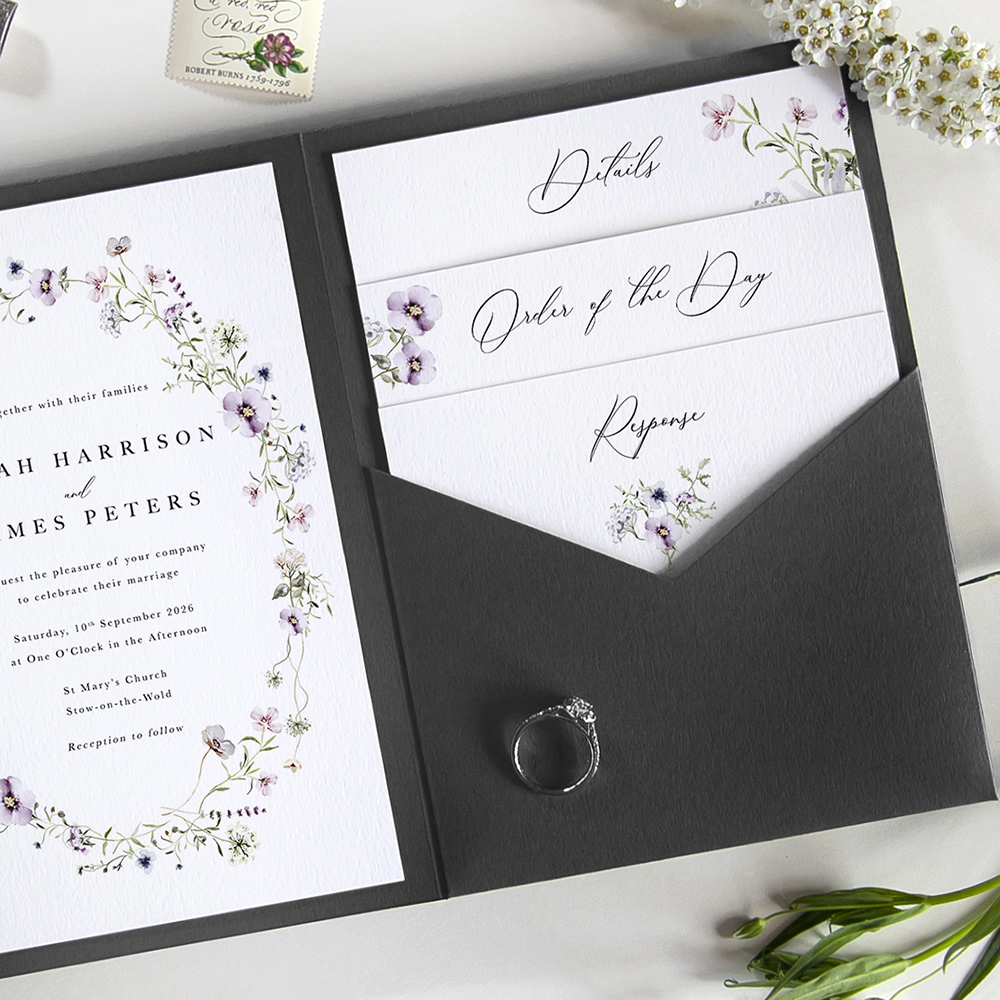 'Spring Blush SC13' Pocketfold Wedding Invitation