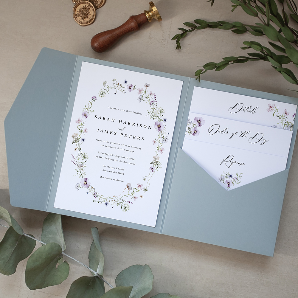 'Spring Blush SC13' Pocketfold Wedding Invitation