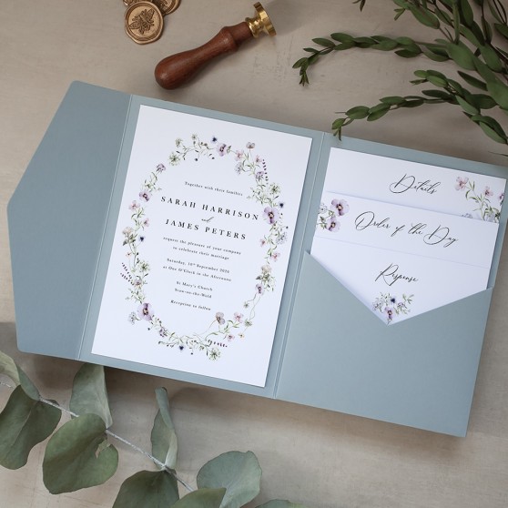 'Spring Blush SC13' Pocketfold Wedding Invitation