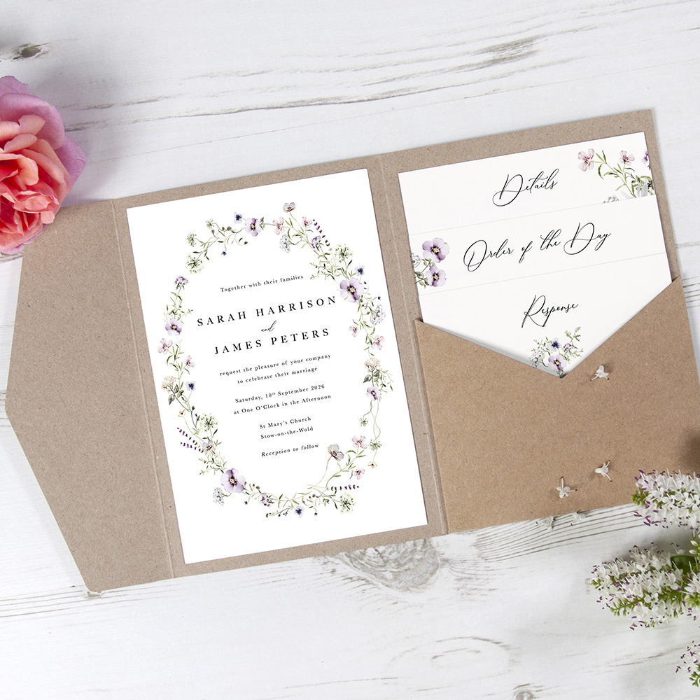'Spring Blush SC13' Pocketfold Wedding Invitation