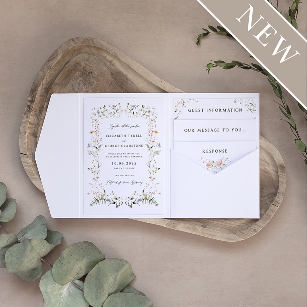 'Vintage Botanical' Pocketfold Wedding Invitation