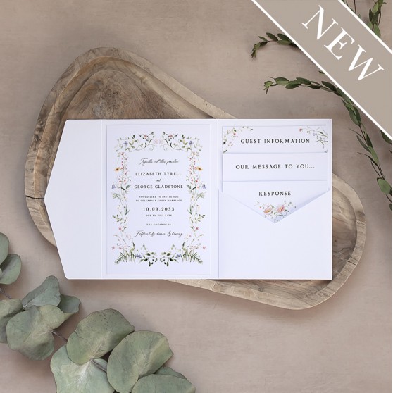 'Vintage Botanical' Pocketfold Wedding Invitation