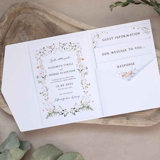'Vintage Botanical' Pocketfold Wedding Invitation