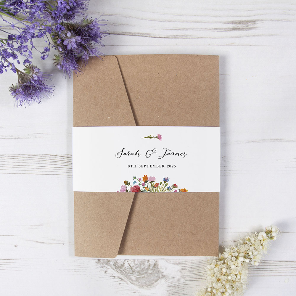 'Wild Floral' Pocketfold Wedding Invitation