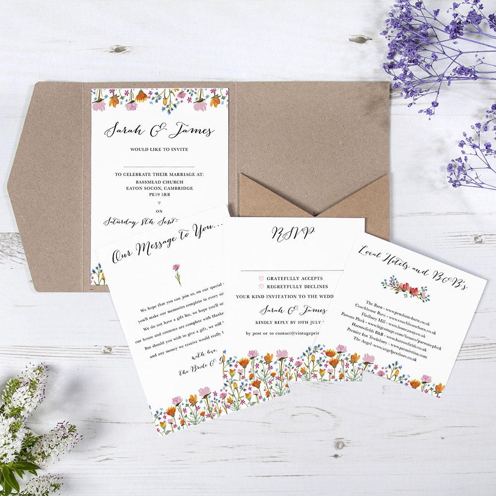 'Wild Floral' Pocketfold Wedding Invitation