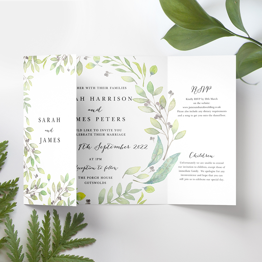 'Arabella' Printed Gatefold Wedding Invitation