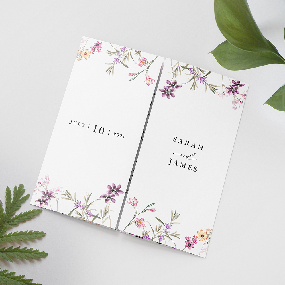 'Wild Botanical' Printed Gatefold Wedding Invitation Sample
