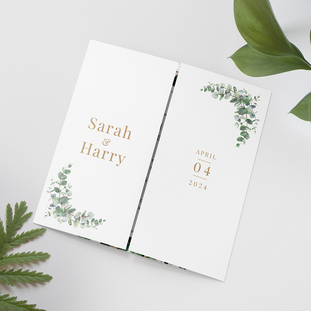 'Campagna Eucalyptus' Printed Gatefold Wedding Invitation Sample