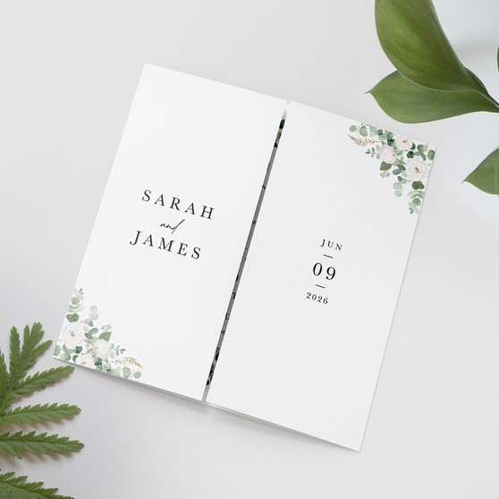 'CE18 Classic Eucalyptus' Printed Gatefold Wedding Invitation