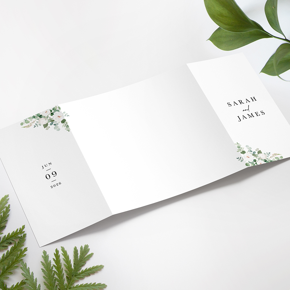 'CE18 Classic Eucalyptus' Printed Gatefold Wedding Invitation