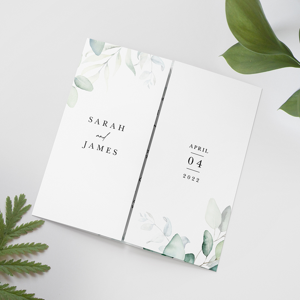 'Dreamy Eucalyptus' Printed Gatefold Wedding Invitation