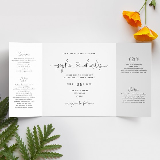 'Edward' Printed Gatefold Wedding Invitation