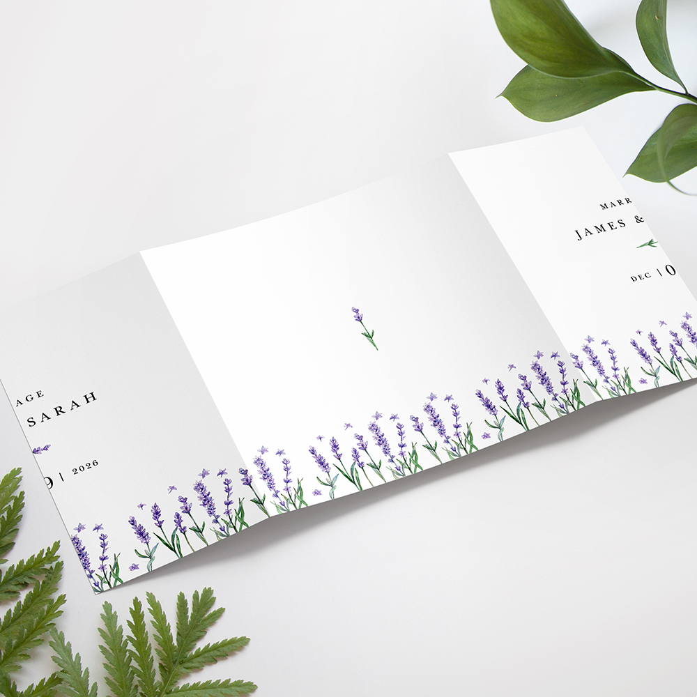 'Lavender' Printed Gatefold Wedding Invitation Sample