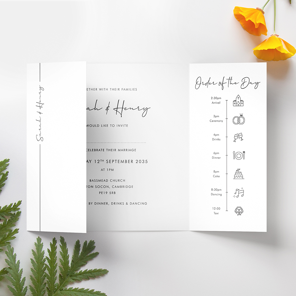 'Modern Minimalist MM02' Printed Gatefold Wedding Invitation Sample