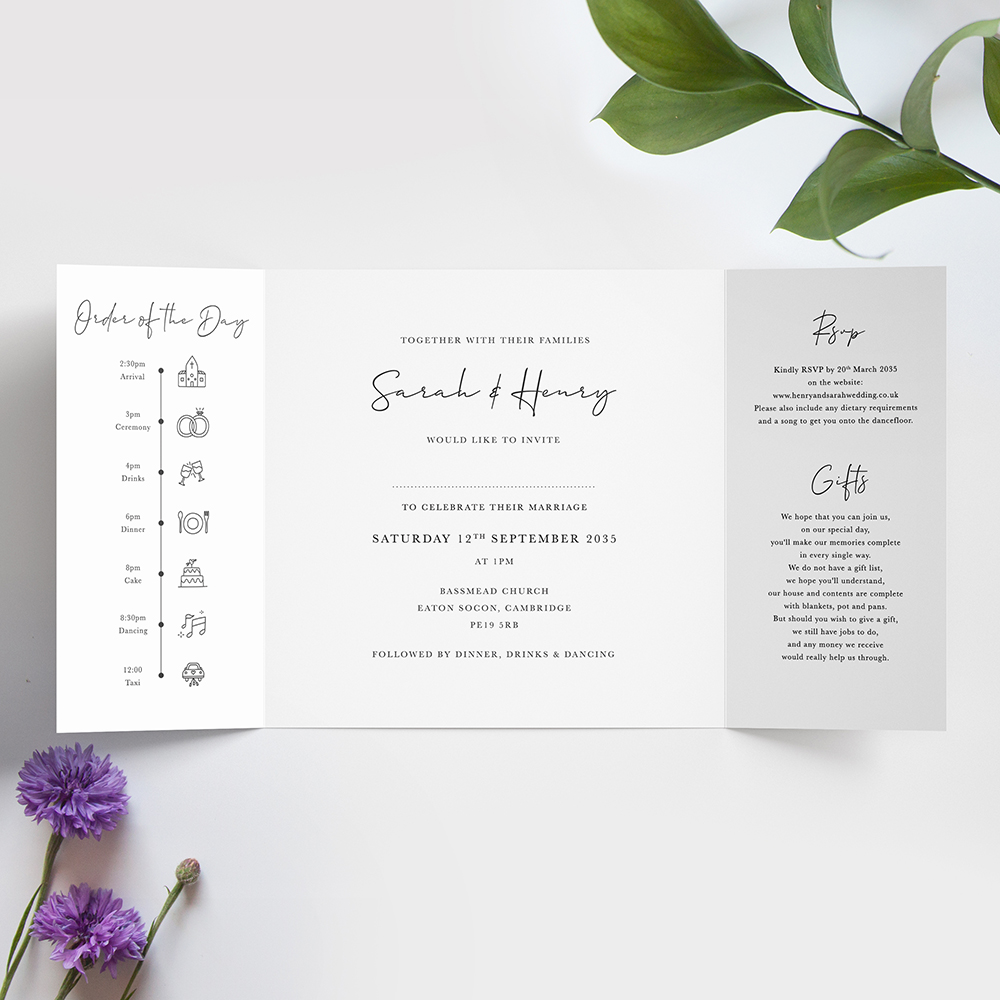 'Modern Romance' Photo Printed Gatefold Wedding Invitation Sample