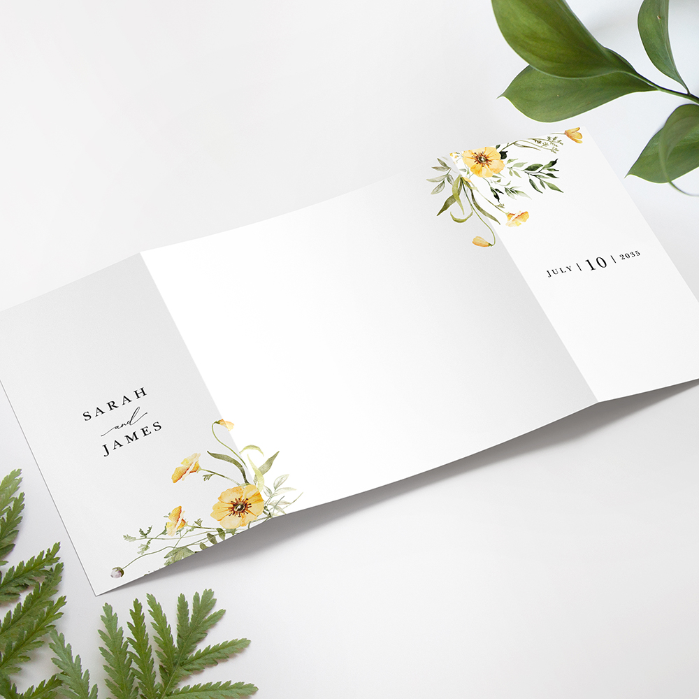 'Spring Collection Yellow SC10' Printed Gatefold Wedding Invitation